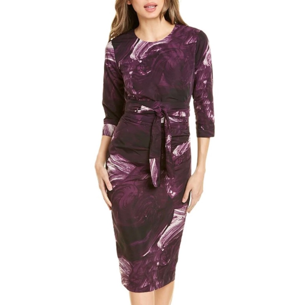 Samantha Sung NEW Noa Silk Sheath Dress Swimming Plum Purple 4